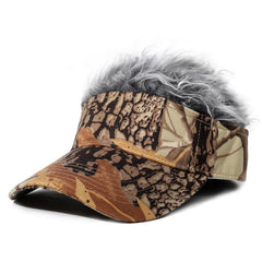Men's Visor Hat With Wig