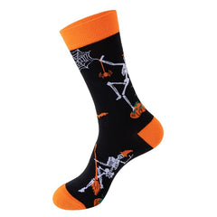 Halloween Cartoon Cotton Mid-calf Socks for Men and Women