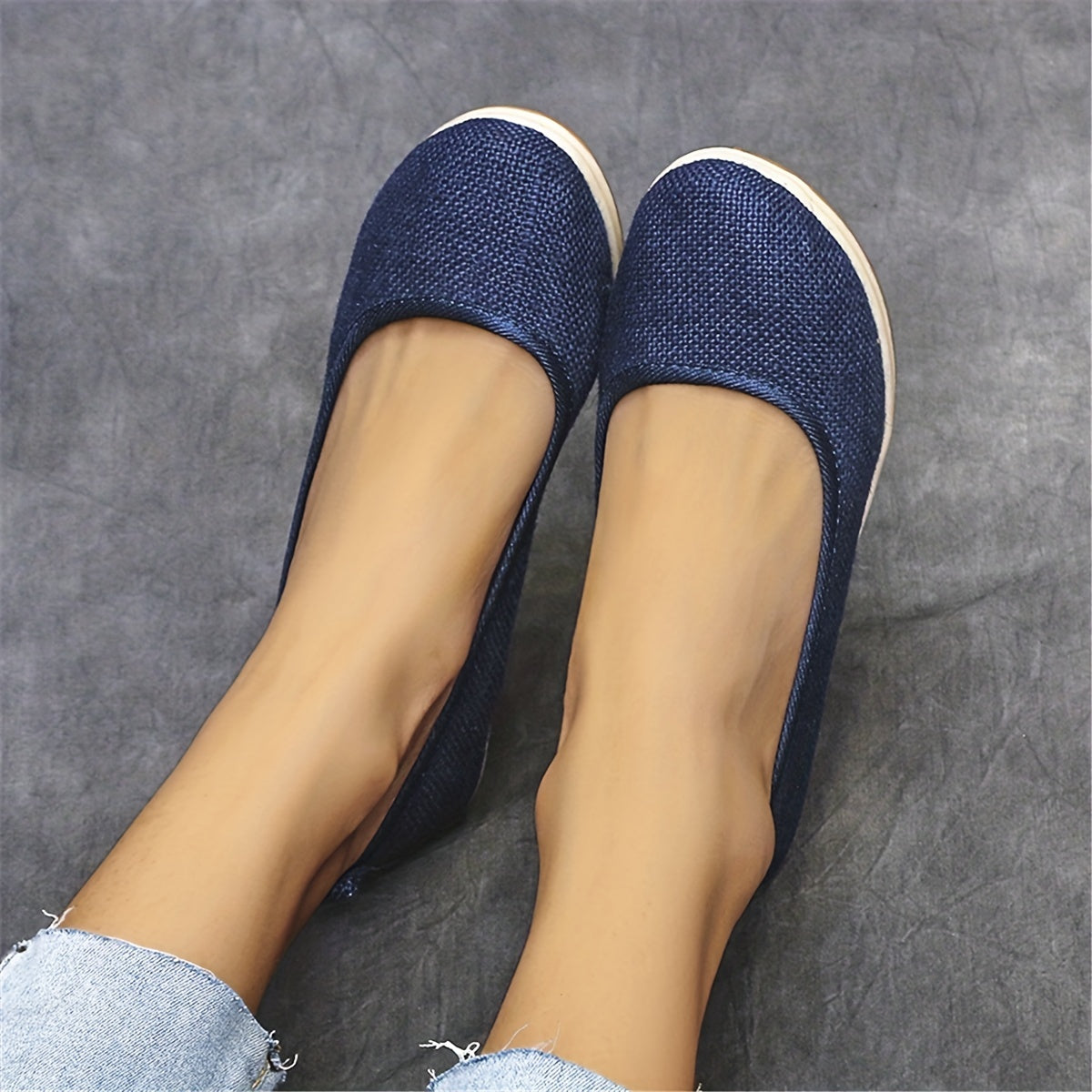 Women's Mesh Wedge Shoes Soft Sole Slip On Linen Heels