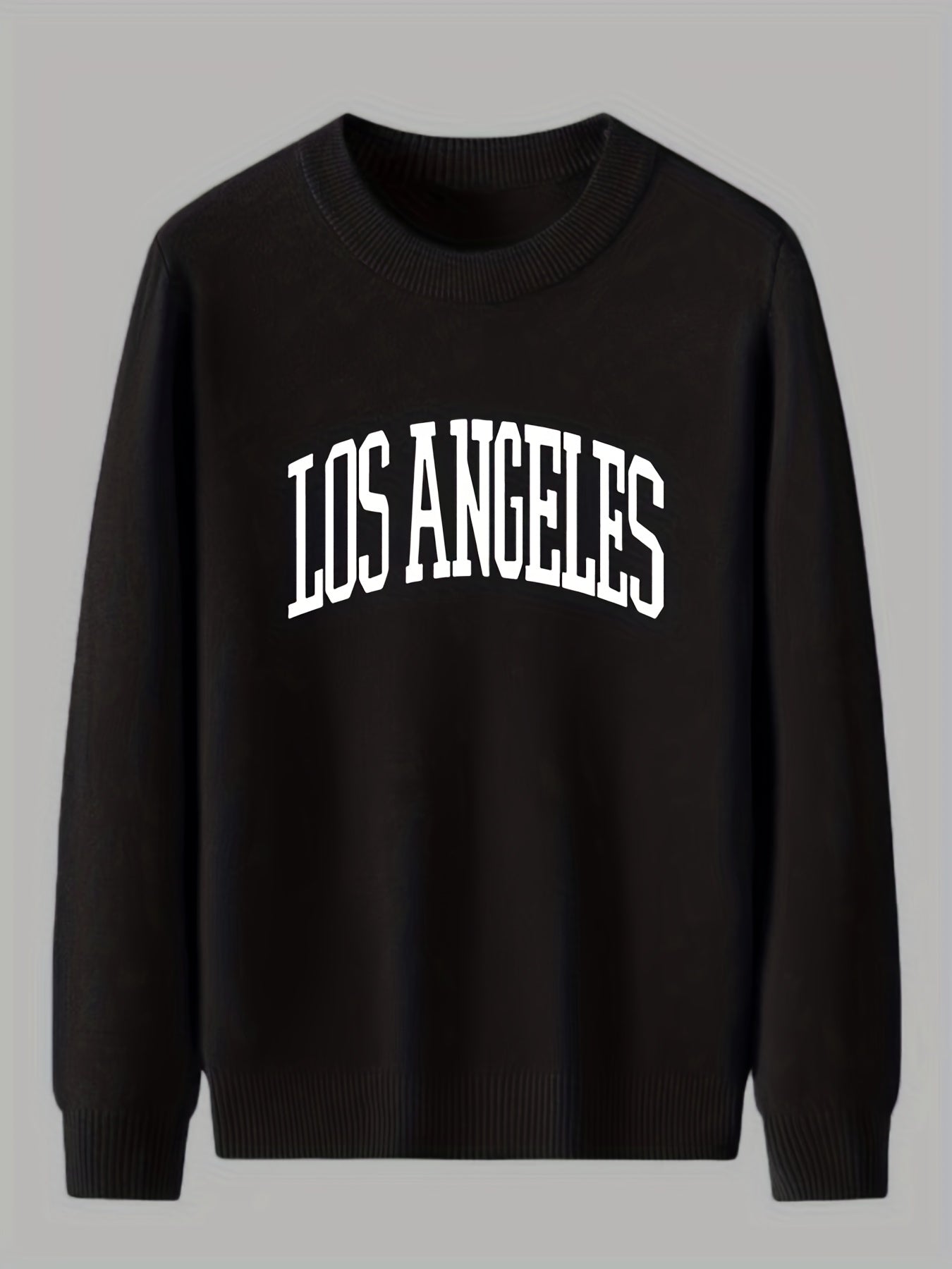 LA Crew Neck Knitted Sweater Men's Casual Warm Pullover Fall Winter