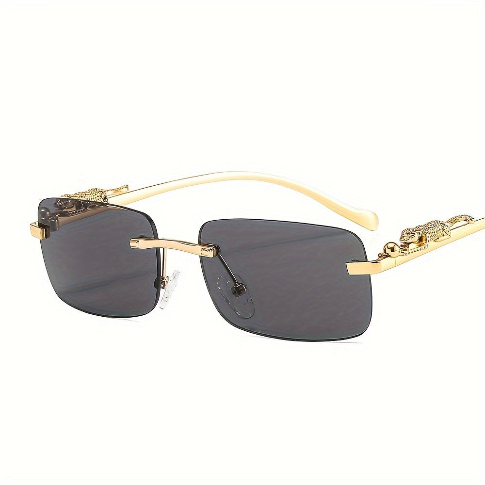 Gradient Tint Golden Frame Sunglasses Vintage Oversized Square