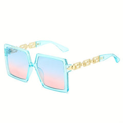 Men's Square Frame Chain Decoration Sunglasses Vintage Eyewear