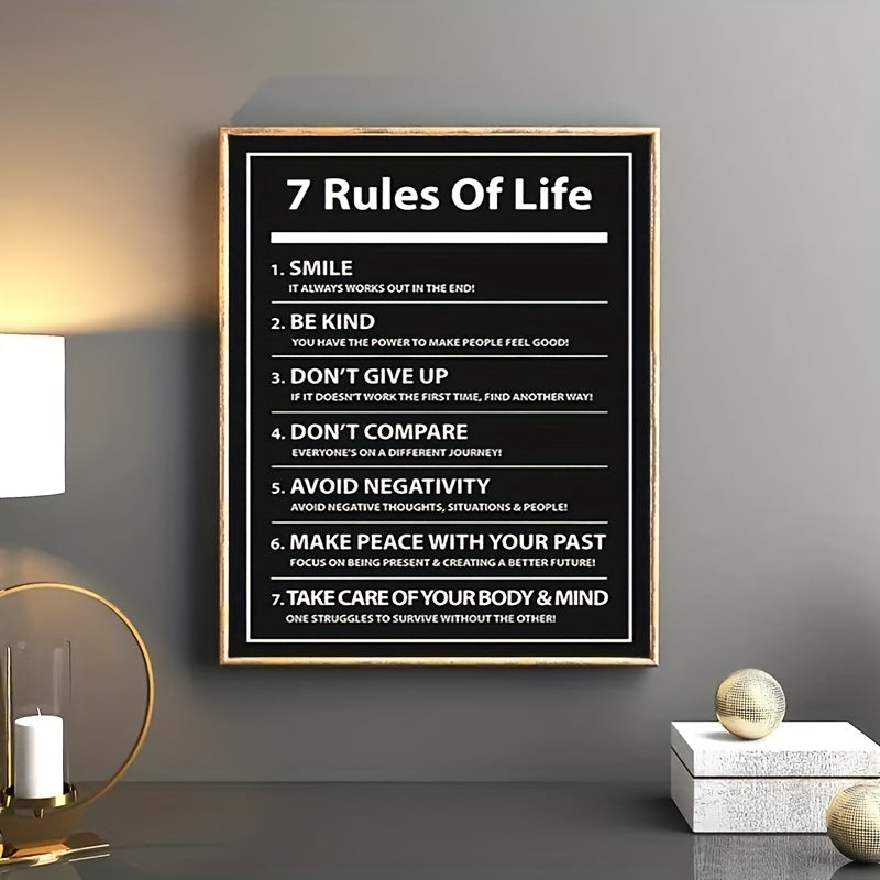 7 Rules of Life Canvas Poster - Motivational Quote for Inspiration