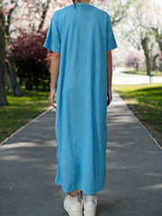  Colorblock Abaya Dress Short Sleeve Maxi Dress