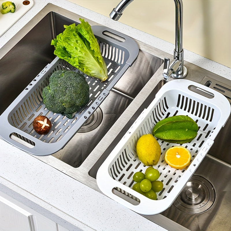 Adjustable Sink Colander Vegetable Washing Basket Strainer Rack