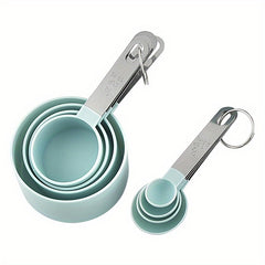 8-pc Silicone Measuring Cups & Spoons Set Rustproof Handle Baking Tool