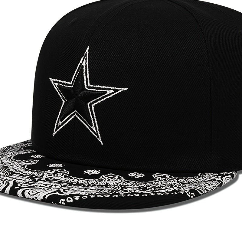 Pentagram Snapback Hat Hip Hop Paisley Print Baseball Cap
