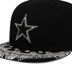 Cashew Flower Brim Pentagram Embroidery Men's Ball Cap