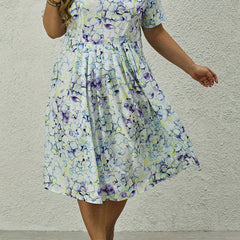  Floral Print Short Sleeve Maxi Dress