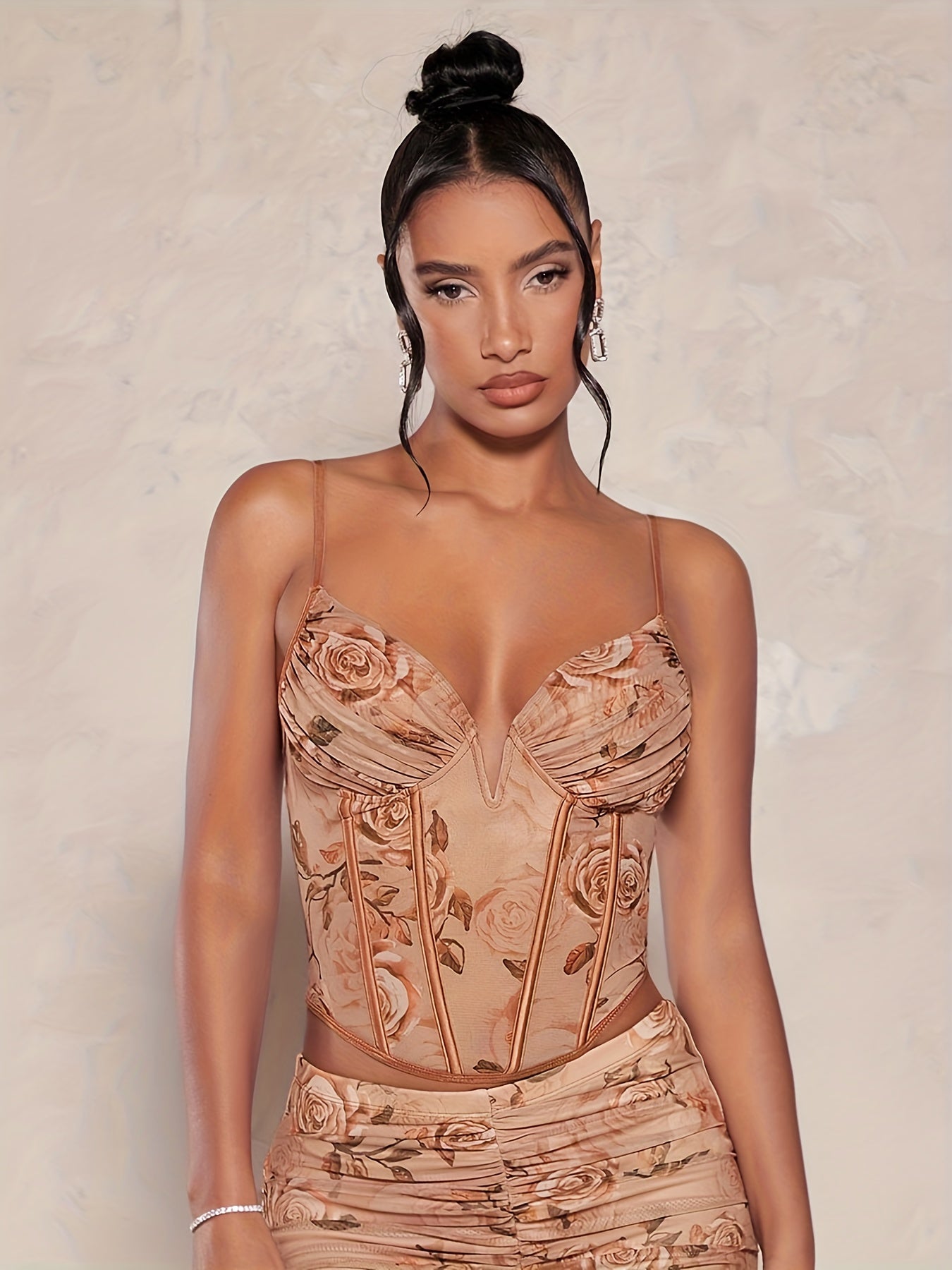 Floral Print Cami Corset Bustier Body Shaper Lingerie