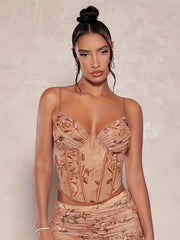 Floral Print Cami Corset Bustier Body Shaper Lingerie
