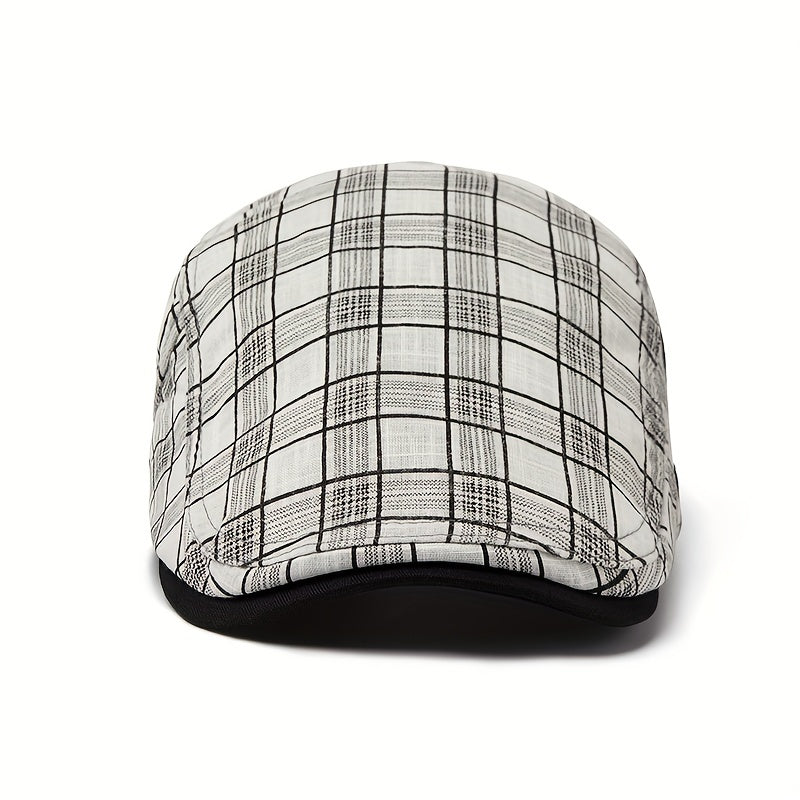 Men's Plaid Retro Linen Sun Visor Beret