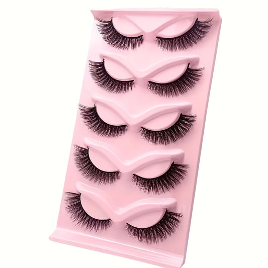 5 Pairs Fluffy Curly Cat Eye Effect False Eyelashes