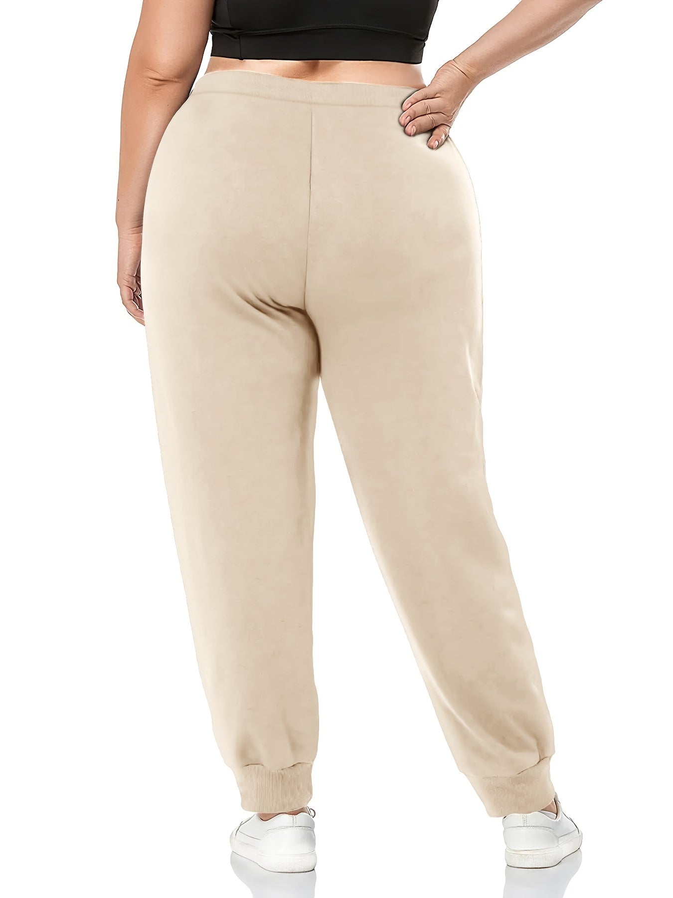  Letter Print Drawstring High Rise Sweatpants Women's Plus