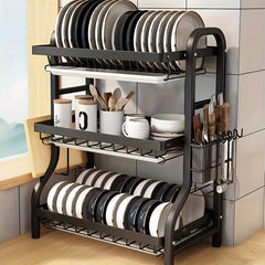 Compact Dish Drying Rack with Drainboard Set