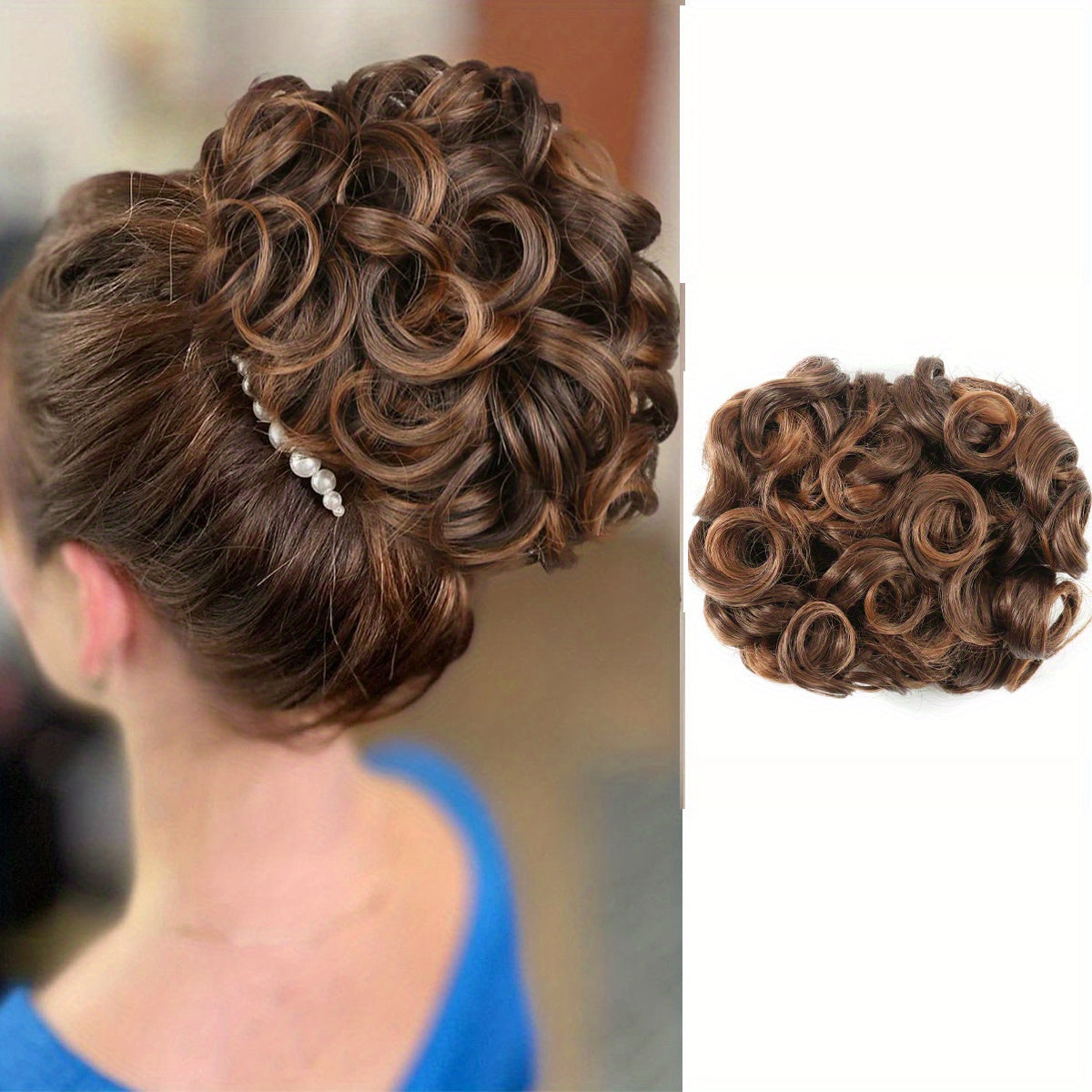 Synthetic Curly Messy Bun Hairpiece 6 Inch Chignon Extensions with Comb Clips