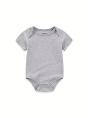 Summer Solid Short Sleeve Baby Bodysuit Cotton Soft 0-12Months Unisex