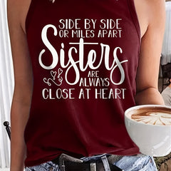 Letter Print Crew Neck Tank Top Women's Casual Sleeveless Summer Tank Top