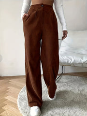  Women's Corduroy High Rise Wide Leg Trousers