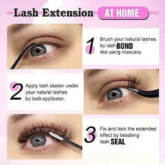 DIY Eyelash Extensions Kit Clusters Lashes with Tweezers & Adhesive