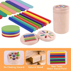 Wooden Sorting Pen Toy 4-in-1 Top Cover Shape Recognition