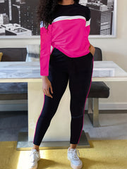 Women's Sporty 2-Piece Set Crew Neck Sweatshirt & Sweatpants