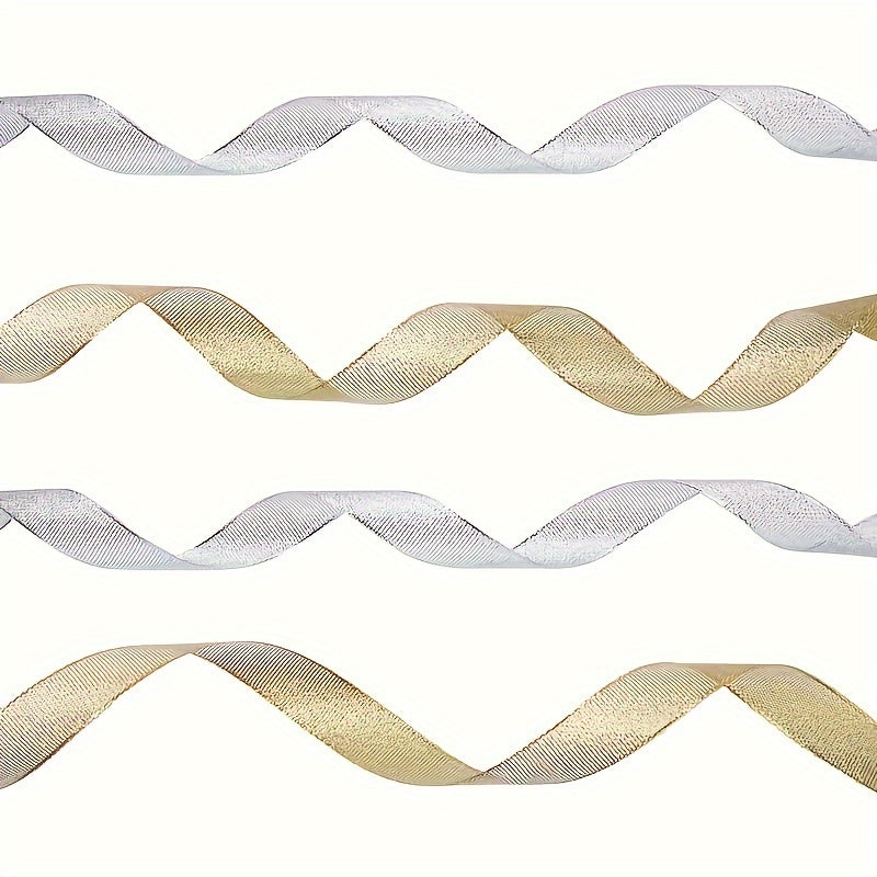 Gold & Silver Gift Wrapping Ribbon Holiday Decor Christmas Tree Ornament Bou