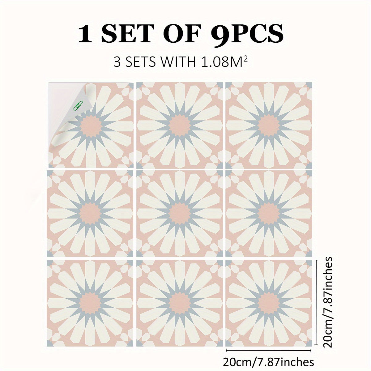 Bohemian Floor Stickers Waterproof Flower Tile Stickers