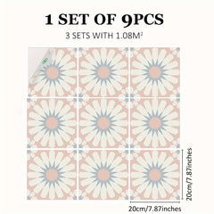 Bohemian Floor Stickers Waterproof Flower Tile Stickers