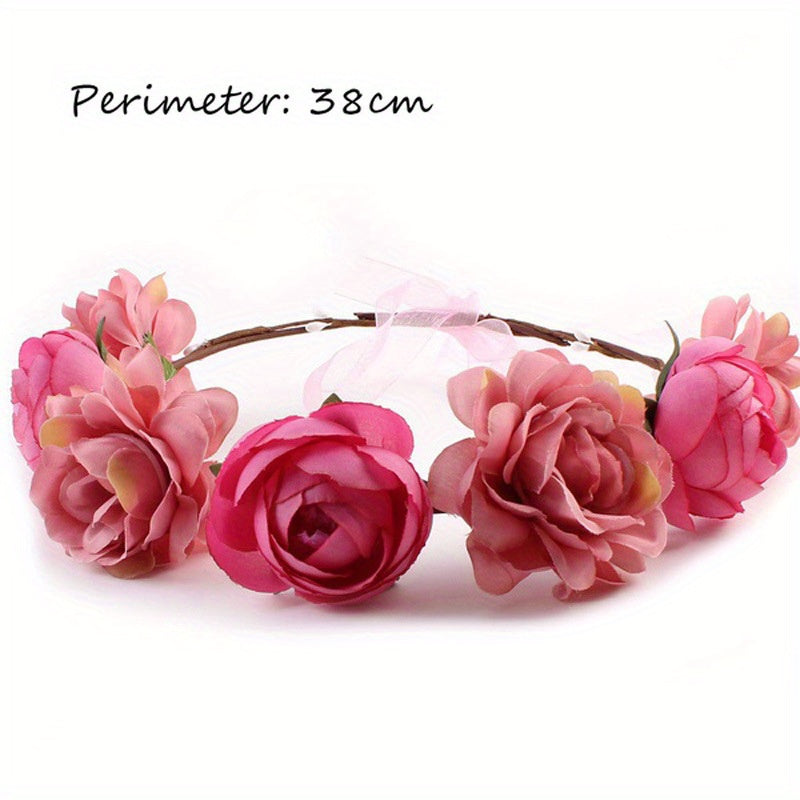 Flower Crown Rose Garland Headband Wreath Floral Headpiece