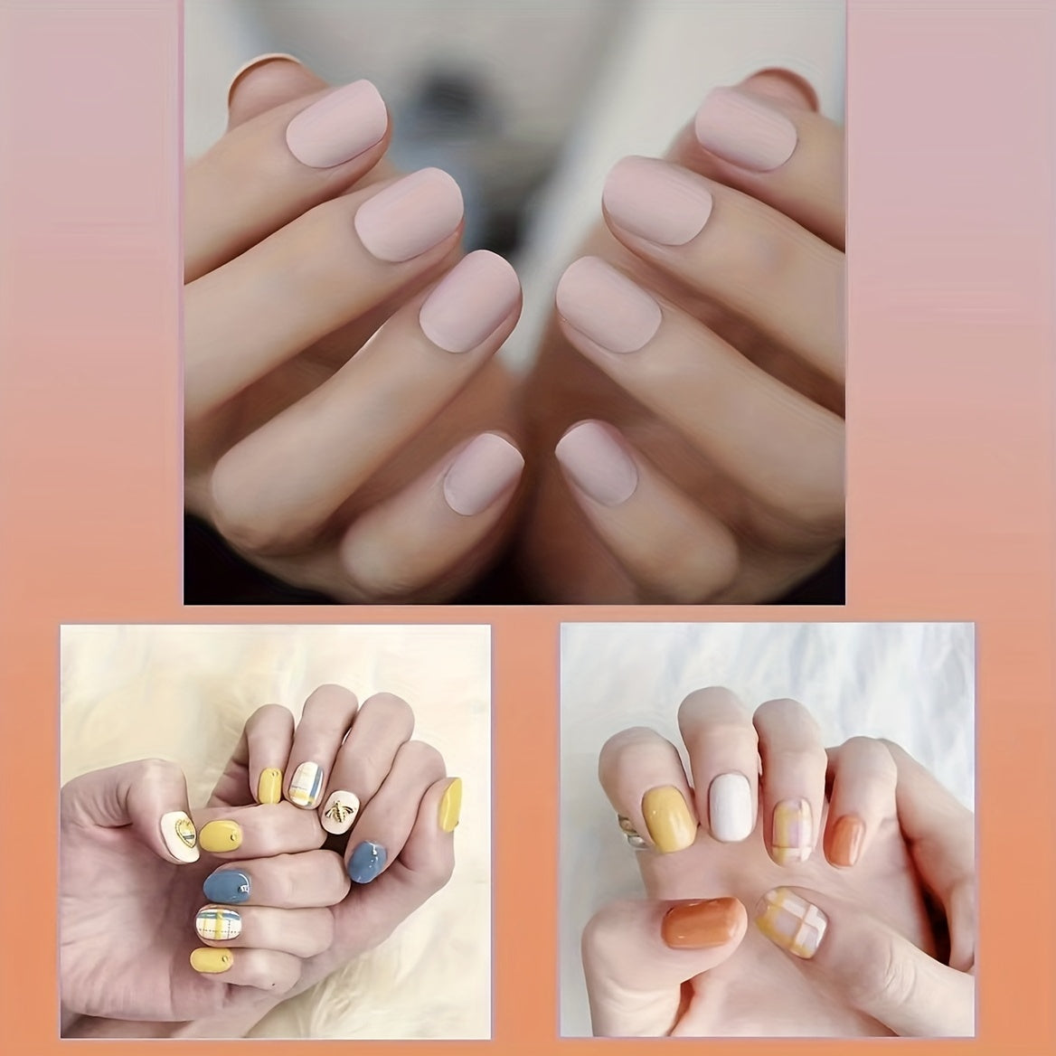 288pcs Matte Press On Nails for Women - Short Oval Frosted False Nails