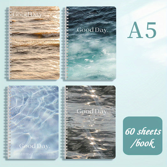 4pcs A5 Wave Star Language Coil Notebooks 60 Sheets