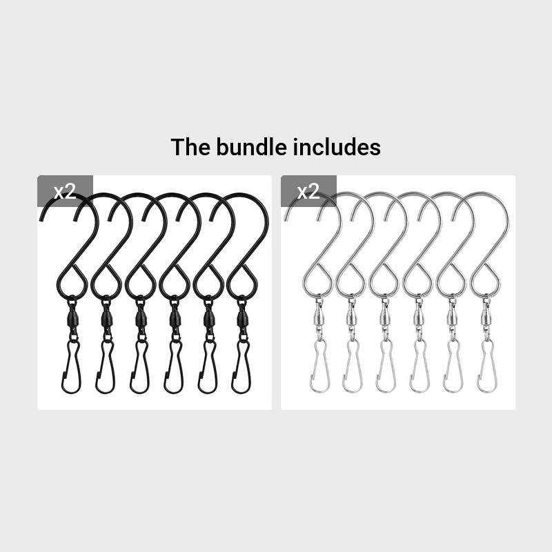 6pcs Swivel Hooks Clips S Hook Clips For Hanging Planters Wind Spinners