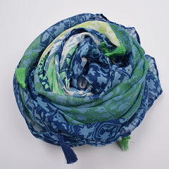 Women Floral Tassel Scarf Printed Hijab Shawl Lightweight Scarf