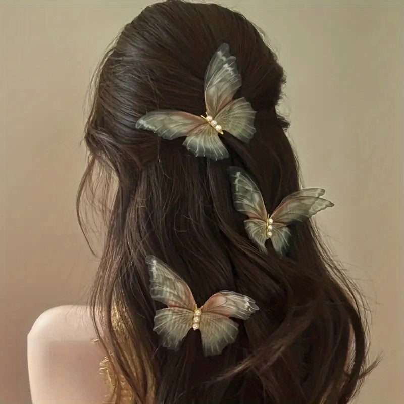 3pcs Butterfly Hair Claw Vintage Clip for Side Hair Bang Braids Women Girls