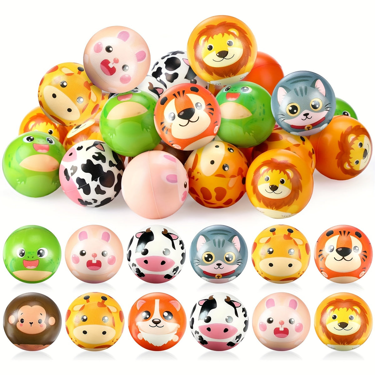 12pcs Soft Sponge Balls Cute Animal Head Squeeze Toys