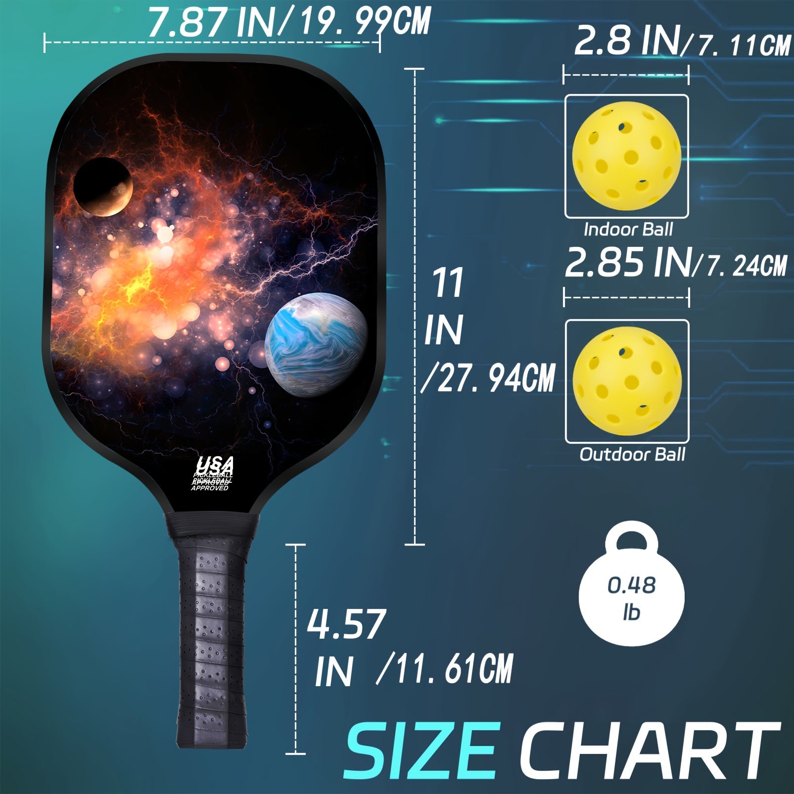 2pcs Fiberglass Pickleball Paddles Set Of 2