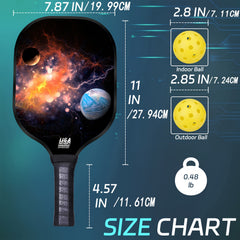 2pcs Fiberglass Pickleball Paddles Set Of 2