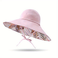 Leaf Pattern Print Sun Hat Wide Brim Sunshade Visor Hat