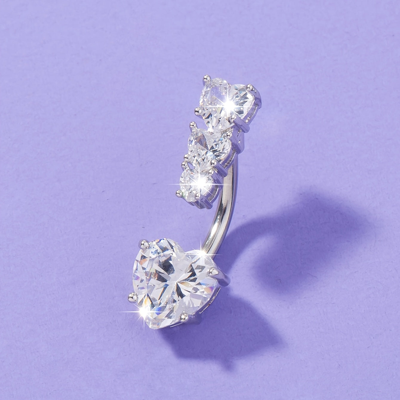 Heart Shape Zircon Belly Button Ring for Women