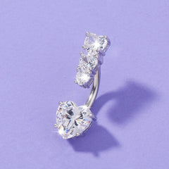 Heart Shape Zircon Belly Button Ring for Women