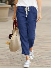 Women's Plus Solid Drawstring Elastic Waist Soft Harem Pants