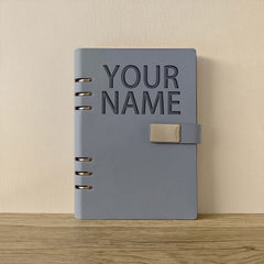 Personalized A5 Faux Leather Notebook Custom Embossed Name Glossy Finish