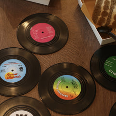 6pcs Vinyl Record Coasters Absorbent Retro Style Home Decor