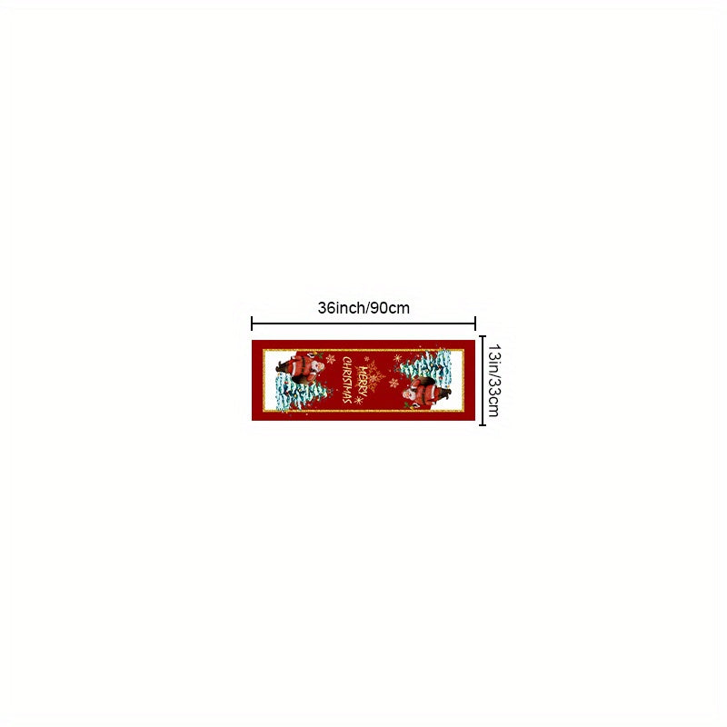 Linen Table Runner Santa Claus Pattern Christmas Table Runner