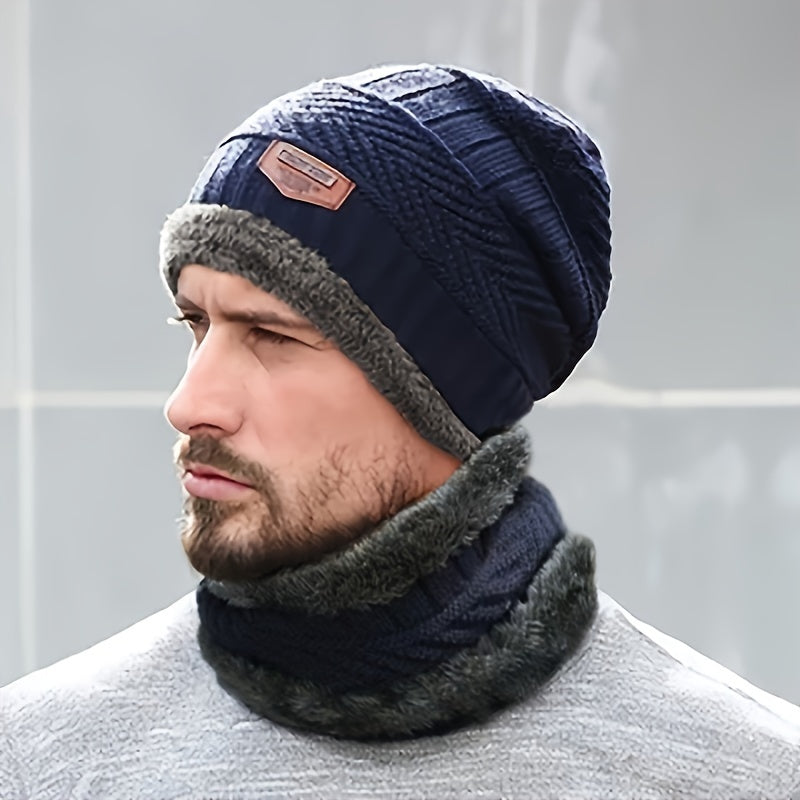 Winter Beanie Hat & Scarf Set Velvet Beanie Cap Warm Thickened Knitted Hat