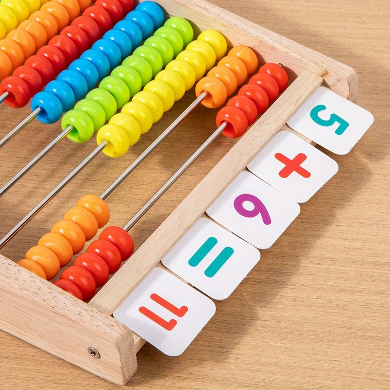 Wooden Math Calculation Rack Educational Toy Addition Subtraction Table Gift