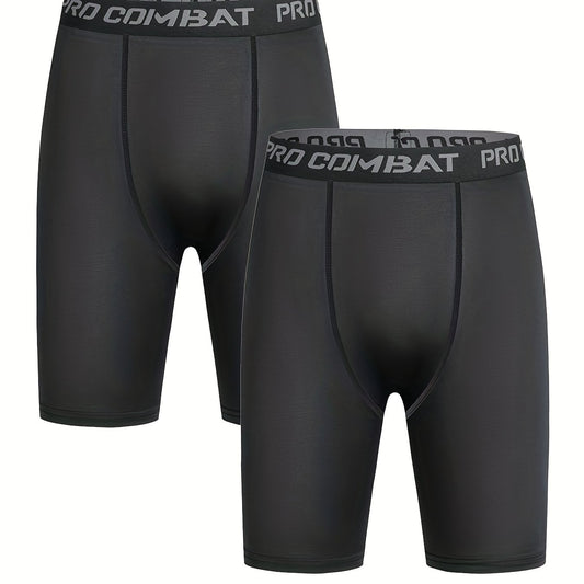 Men's Letter Print Waist Cycling Compression Shorts