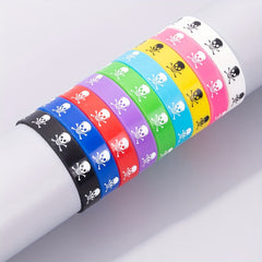 9pcs Skull Sports Bracelets Rubber Elastic Jewelry Party Gift Accessories