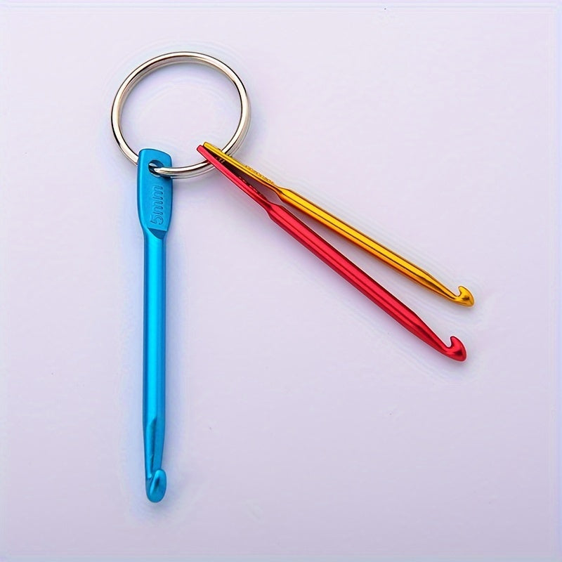 3pcs Colorful Aluminum Crochet Hooks Set with Keychain Single Head